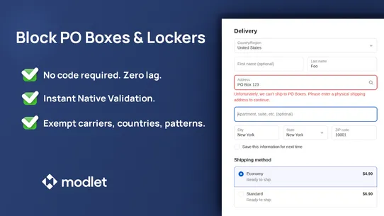 modlet: Block PO Box &amp; Lockers screenshot