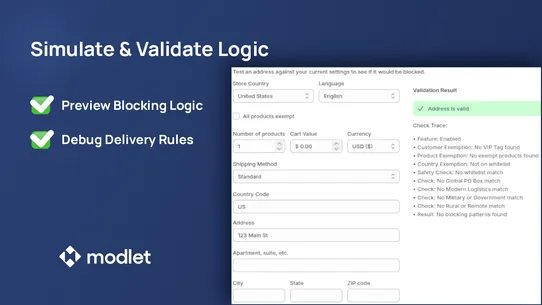modlet: Block PO Box &amp; Lockers screenshot