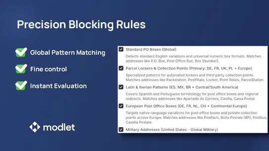 modlet: Block PO Box &amp; Lockers screenshot