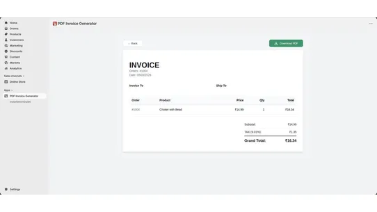 PDF Invoice Generator screenshot