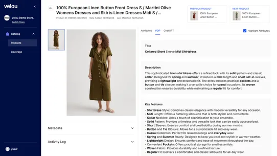 Velou: Catalog for Agents screenshot