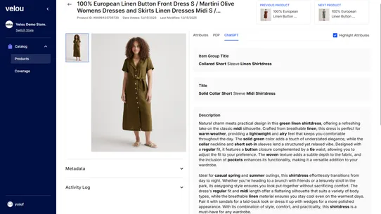 Velou: Catalog for Agents screenshot