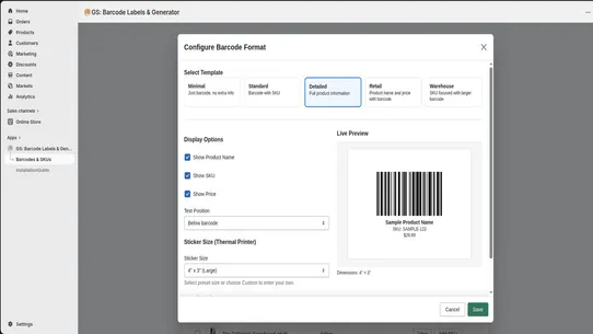 GS: Barcode Labels &amp; Generator screenshot