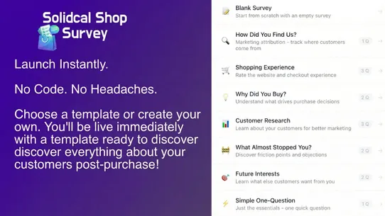 Solidcal Shop Survey screenshot
