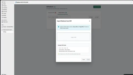 Redirect URL 301 &amp; 404 screenshot