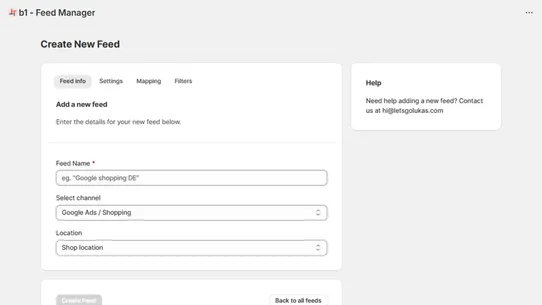 b1: Product Feed Manager screenshot