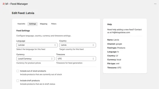 b1: Product Feed Manager screenshot