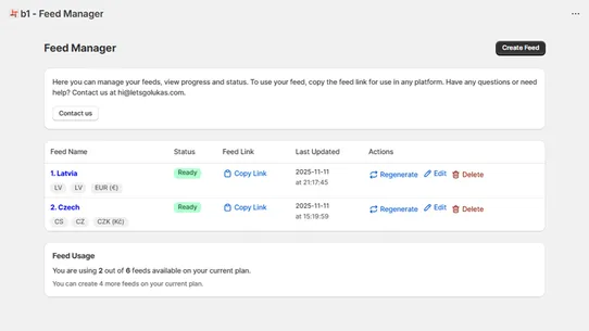 b1: Product Feed Manager screenshot