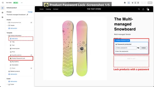 Product Password Lock screenshot