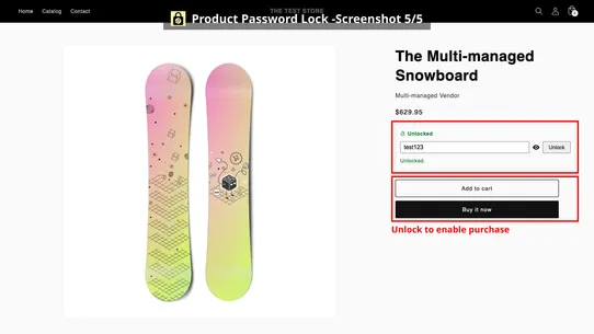 Product Password Lock screenshot