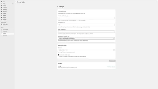 Reorder Radar screenshot