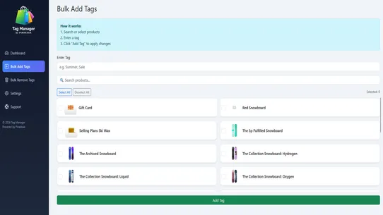 Bulk tag manager ‑ Pinakkaa screenshot