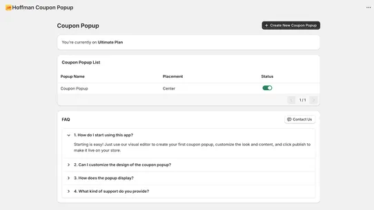 Hoffman Coupon Popup screenshot