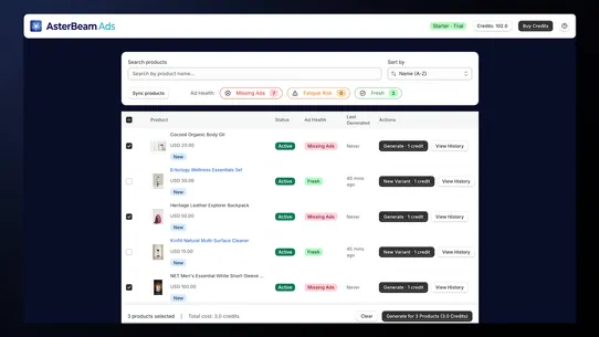 AsterBeam ‑ AI Ad Generator screenshot