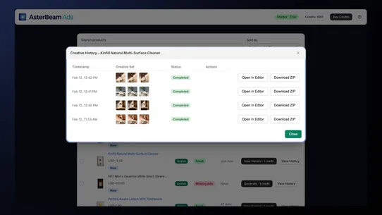 AsterBeam ‑ AI Ad Generator screenshot