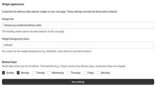 Farmfetch Delivery Date Picker screenshot