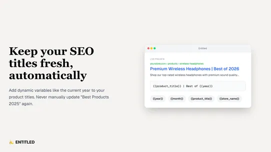 Entitled SEO Title Tags screenshot