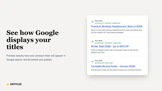 Entitled SEO Title Tags screenshot