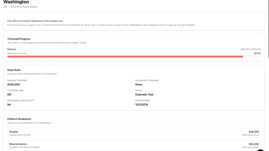 NexusMonitor — Sales Tax Nexus screenshot