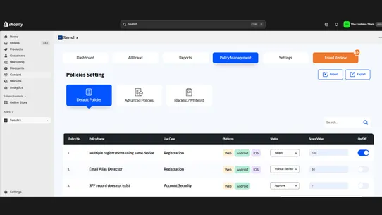 Sensfrx Fraud Prevention screenshot