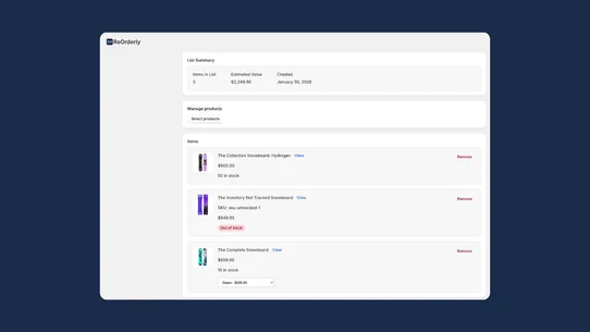 ReOrderly ‑ B2B Reorder Lists screenshot