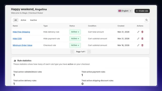 Magic Checkout Rules screenshot
