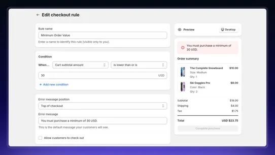 Magic Checkout Rules screenshot