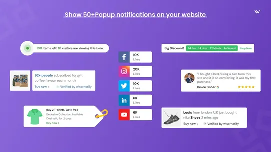 WiserNotify Social Proof Popup screenshot