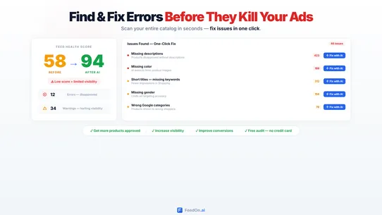 Feedon AI: Fix Shopping Feed screenshot