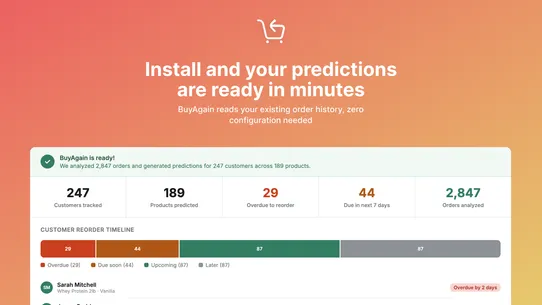 BuyAgain: Reorder Predictions screenshot