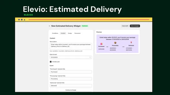 Elevio: Estimated Delivery screenshot