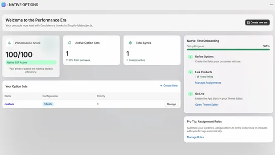 NATIVE OPTIONS screenshot