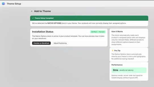 NATIVE OPTIONS screenshot
