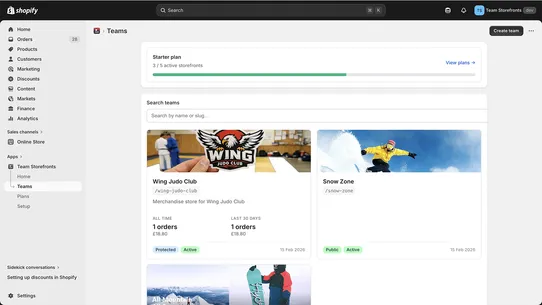 Team Storefronts screenshot