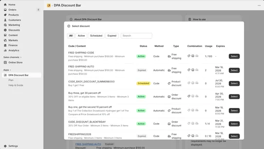 DPA Discount Bar screenshot