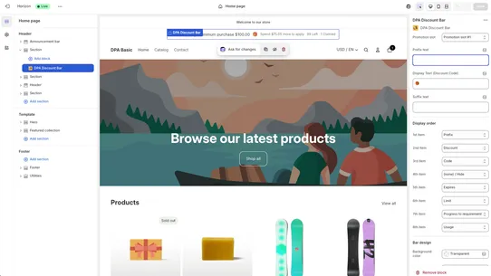 DPA Discount Bar screenshot