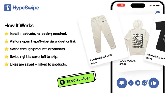HypeSwipe: Swipes to Sales screenshot