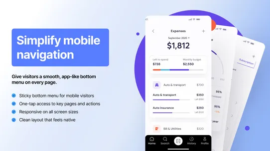 Mobile Bottom Menu screenshot