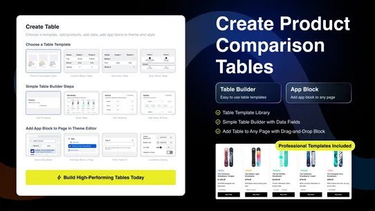EzTable: Product Table Builder screenshot