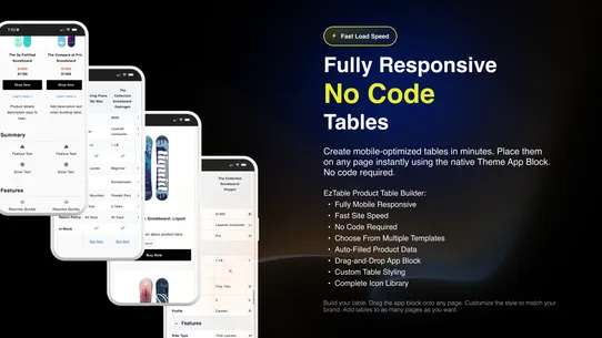 EzTable: Product Table Builder screenshot