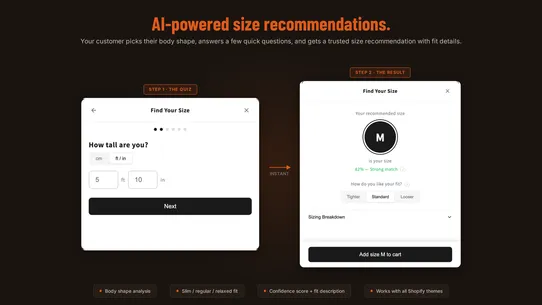 Shaypr | AI Size Quiz &amp; Charts screenshot