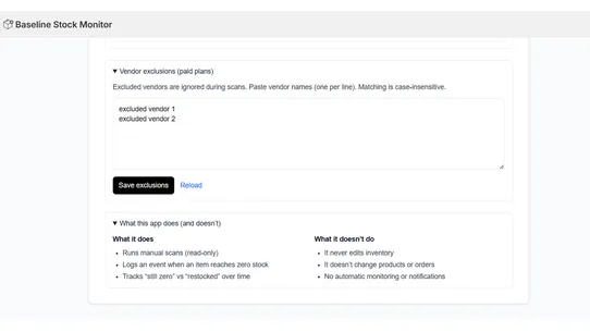 Baseline Stock Monitor screenshot