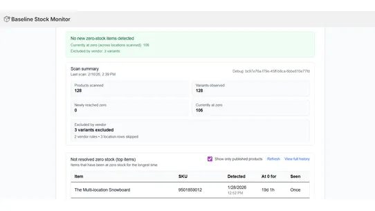 Baseline Stock Monitor screenshot
