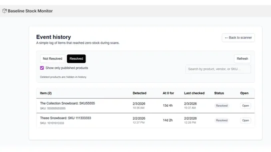 Baseline Stock Monitor screenshot