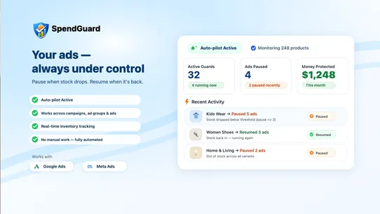 SpendGuard: Pause Ads LowStock screenshot