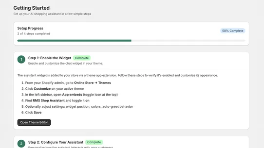 RMS AI Shop Assistant screenshot