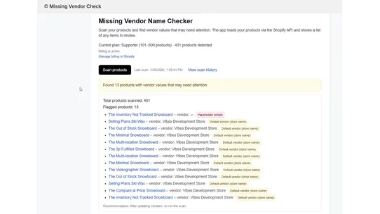 Baseline Vendor Checker screenshot