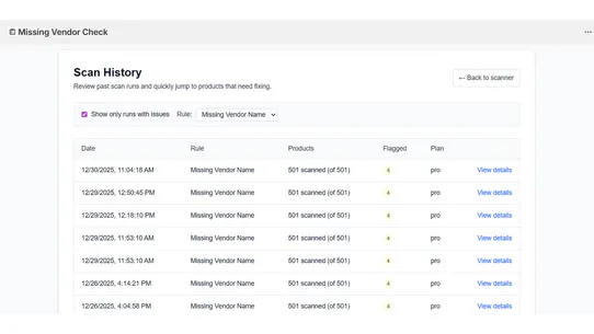 Baseline Vendor Checker screenshot