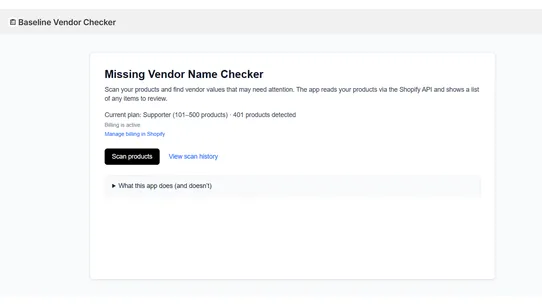 Baseline Vendor Checker screenshot