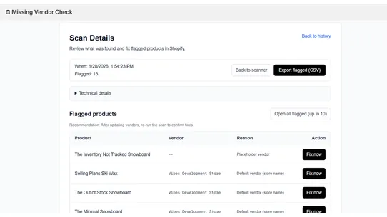 Baseline Vendor Checker screenshot